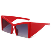 (6 PACK) Wholesale Sunglasses New Arrival Unique Oversized Cat Eye Oversized Fashion Women 2024 - BulkSunglassesWholesale.com - Red Frame Gradient Black Lens